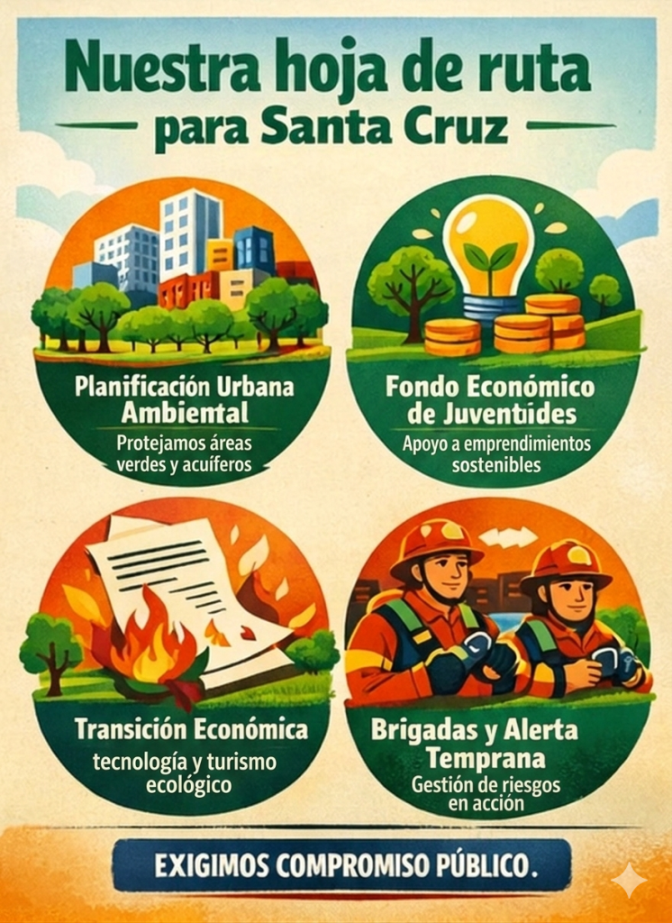 El próximo 10 de marzo a horas 19:00, en el Centro Cultural Casa Melchor Pinto, se realizará la presentación pública de la Agenda Juvenil “Construyendo un futuro sostenible para Santa Cruz”, elaborada por más de 40 organizaciones juveniles del departamento, ante representantes de fuerzas políticas, autoridades, medios de comunicación, sociedad civil y cooperación internacional.